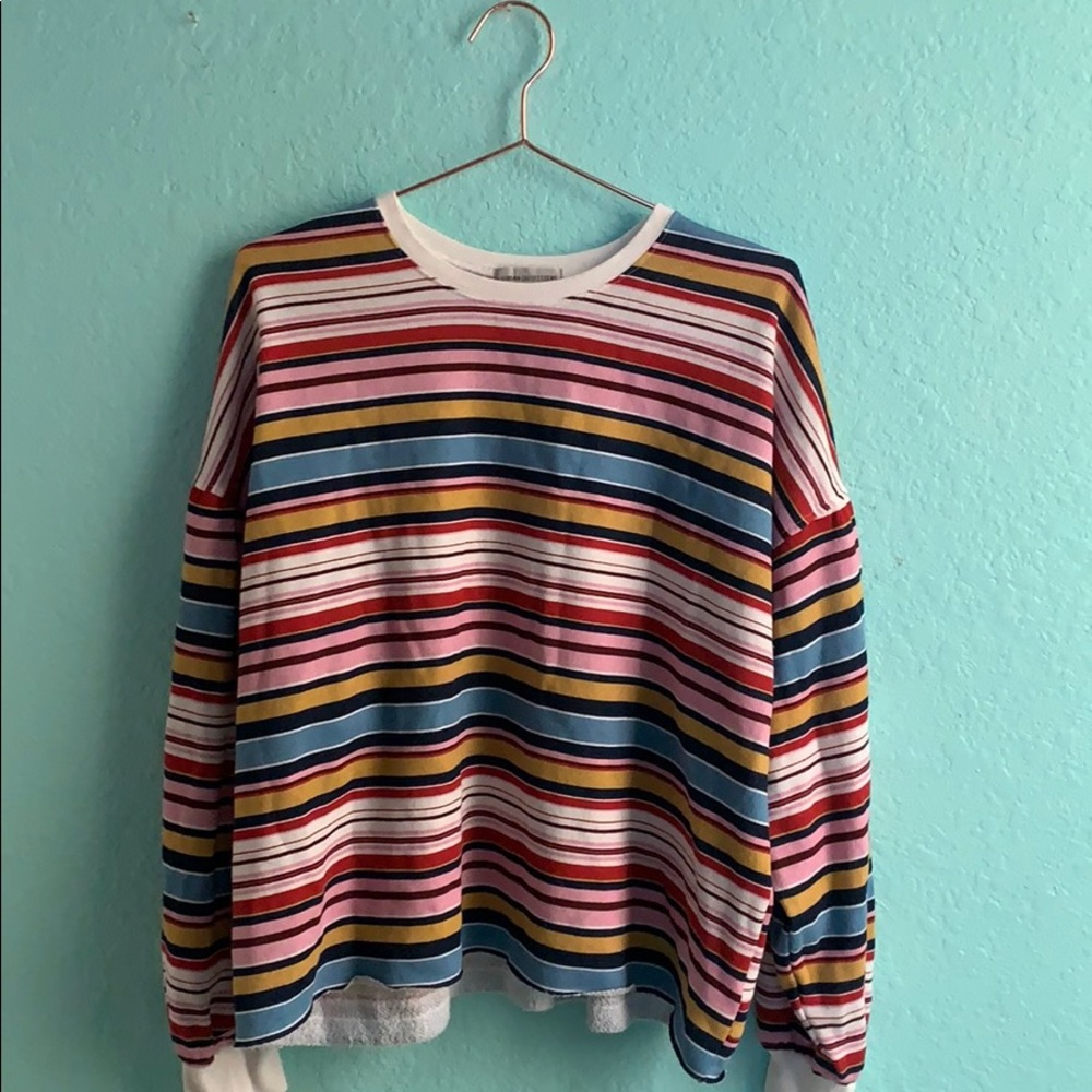 Oversized cropped stripped sweatshirt